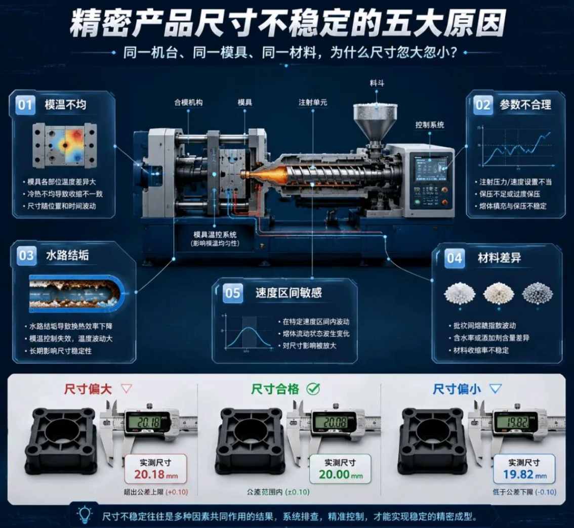 Analysis of causes of injection molding dimensional fluctuation